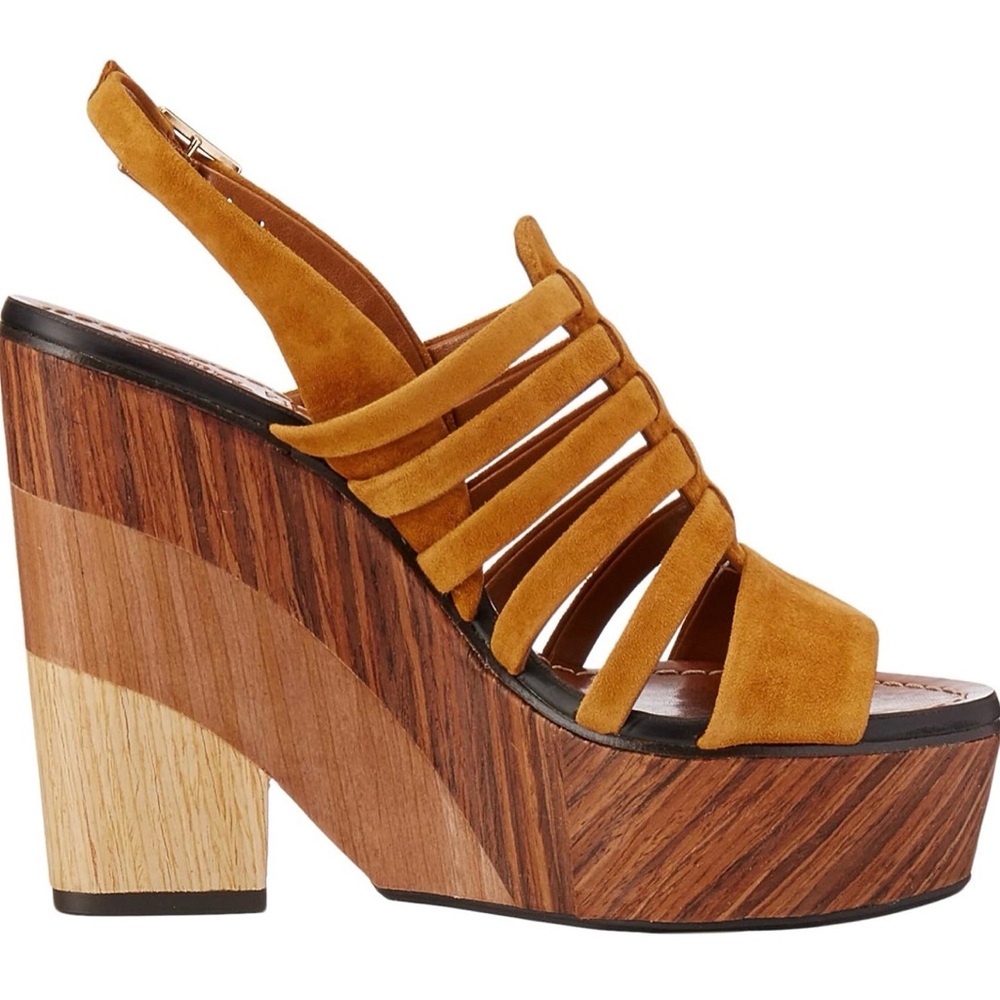 VINCE CAMUTO ONIA VINTAGE RETRO 70s SUEDE LEATHER WEDGE PLATFORM SANDALS HEELS 9